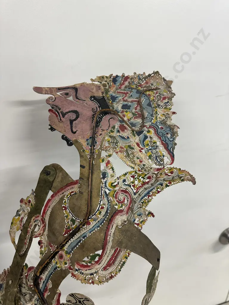 Antique Wayang Kulit Shadow Puppet, Buffalo Velum. H78cm Image 1++