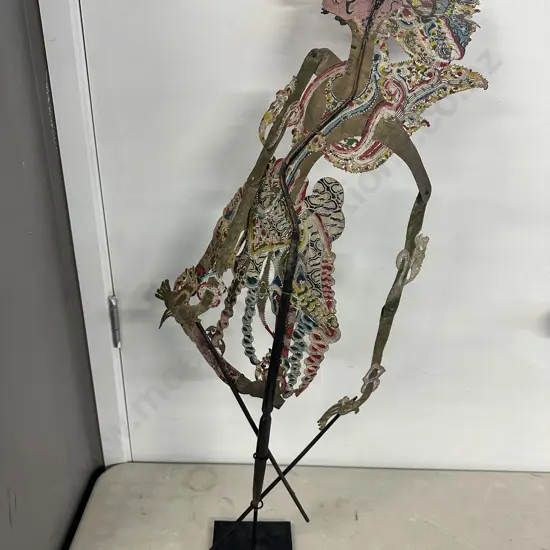 Antique Wayang Kulit Shadow Puppet, Buffalo Velum. H78cm