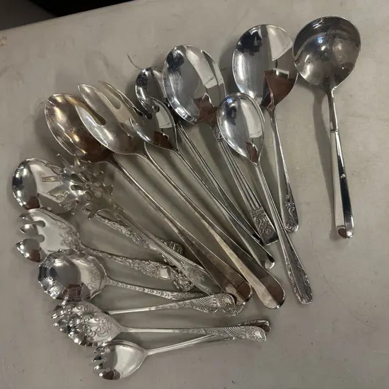 Assorted Silverware Serving Spoons Etc 