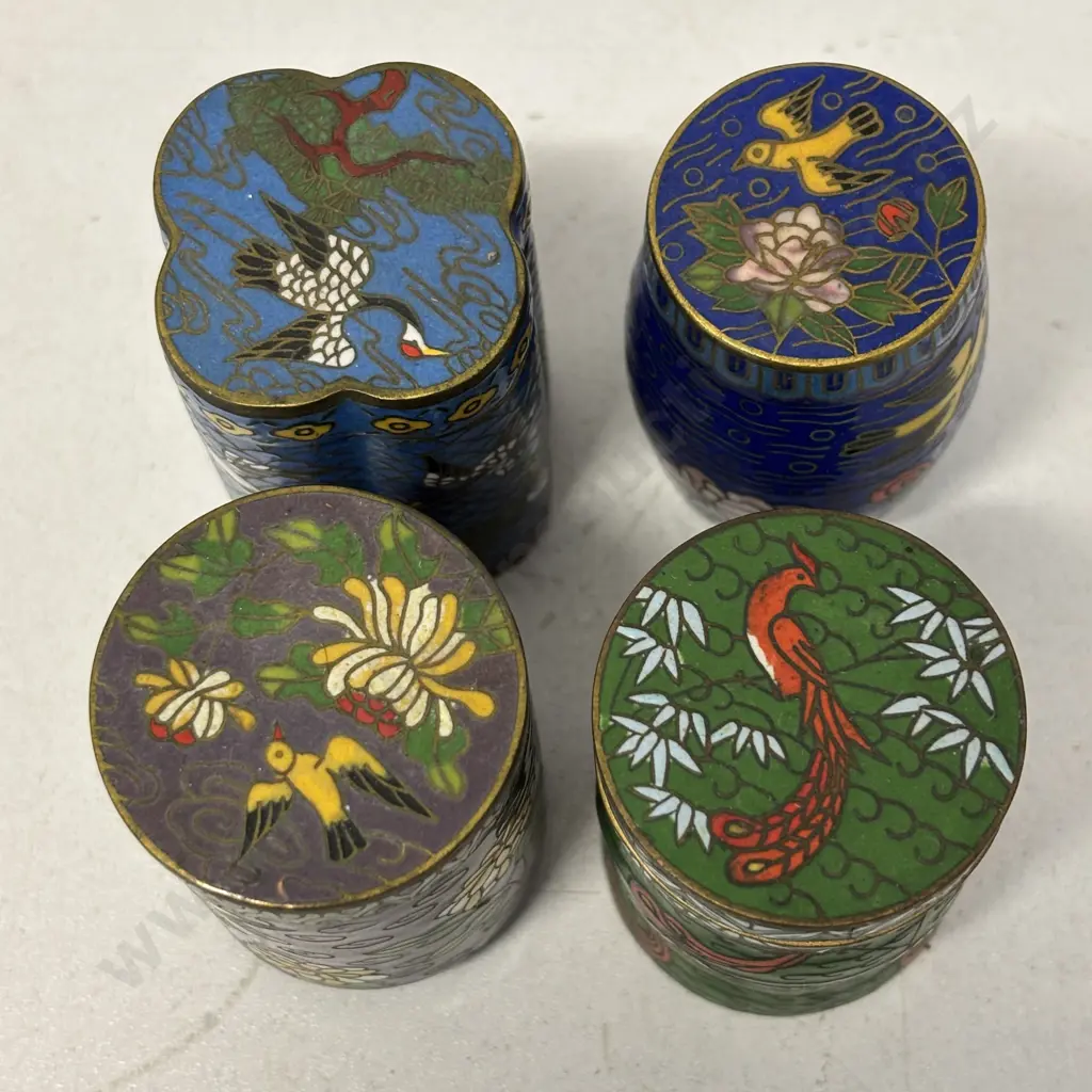 Vintage Cloisonne Lidded pots x 4 Image 1++