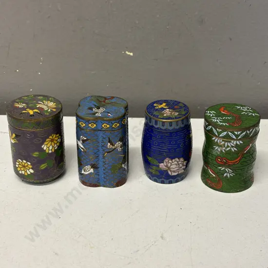Vintage Cloisonne Lidded pots x 4