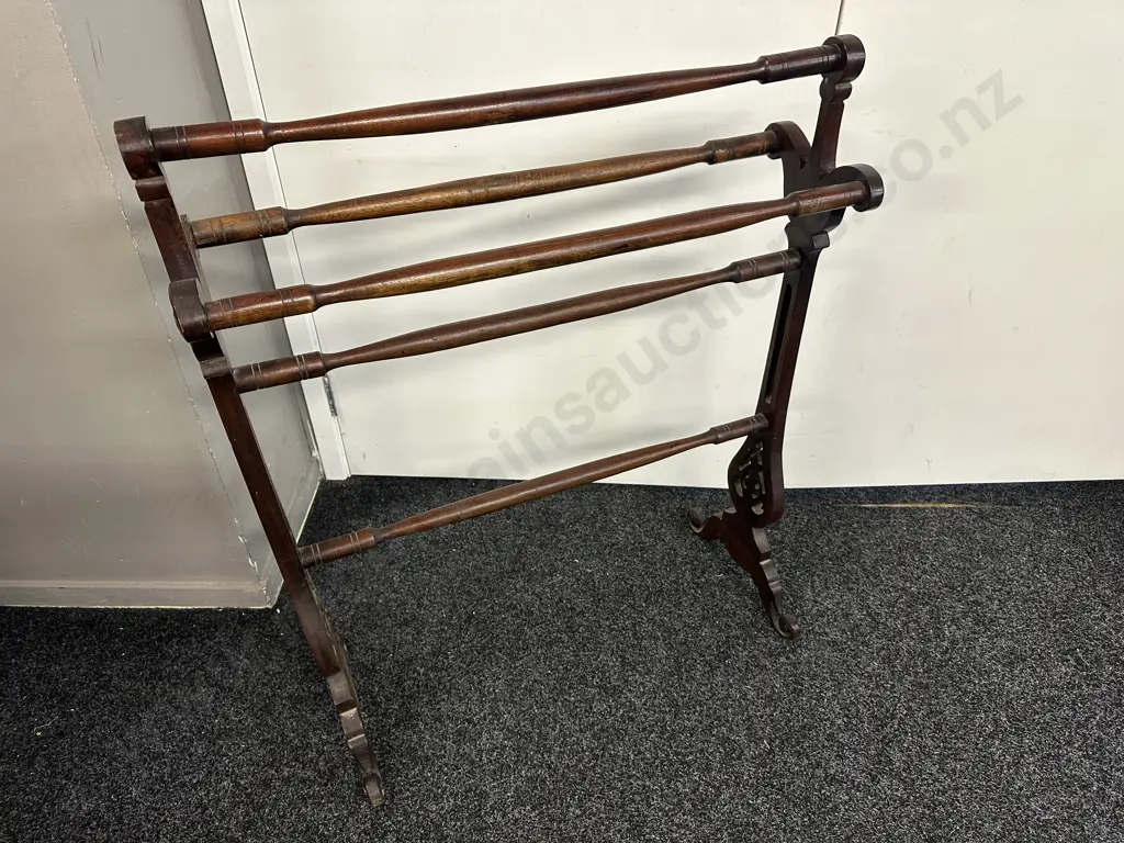 Antique Five Bar Towel Rail, Free Standing. 90 x 74cm Image 1++