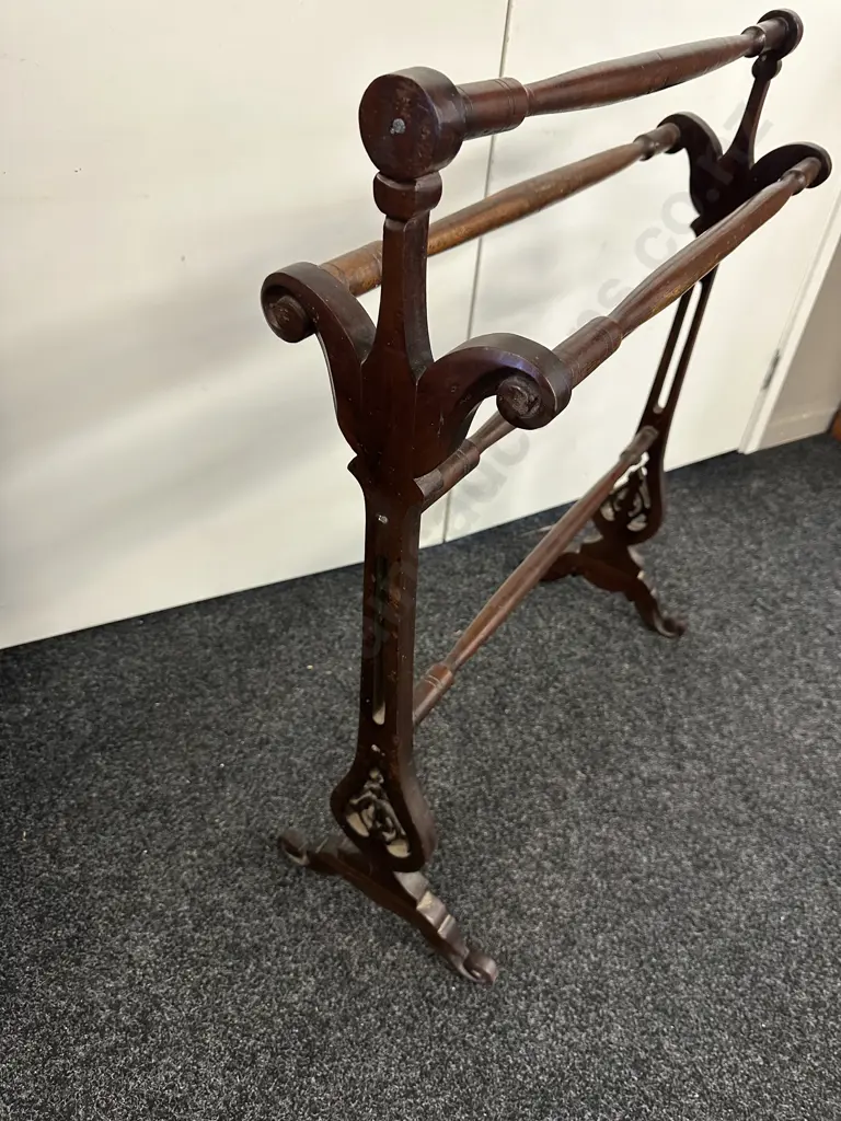 Antique Five Bar Towel Rail, Free Standing. 90 x 74cm Image 1++