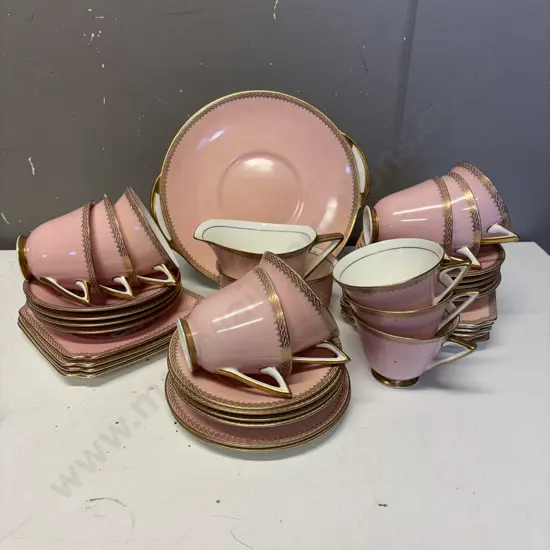 Antique Royal Doulton Teaware.  Pink with gilded trims