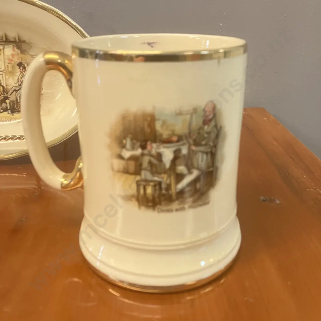 Vintage Arthur Wood Dickens 'Master Bates Explains A Point' Tankard & Oval Dish Image 1++