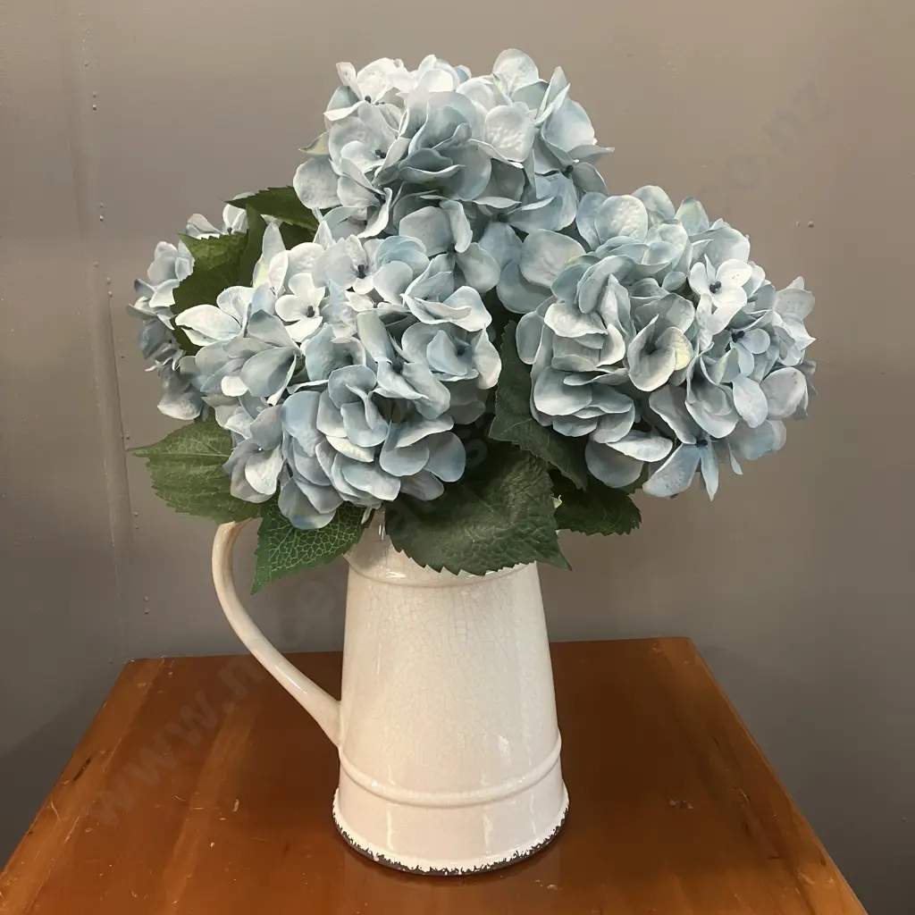 French Country Style Jug Rose Garden Emblem With Faux Hydrangeas Image 1++