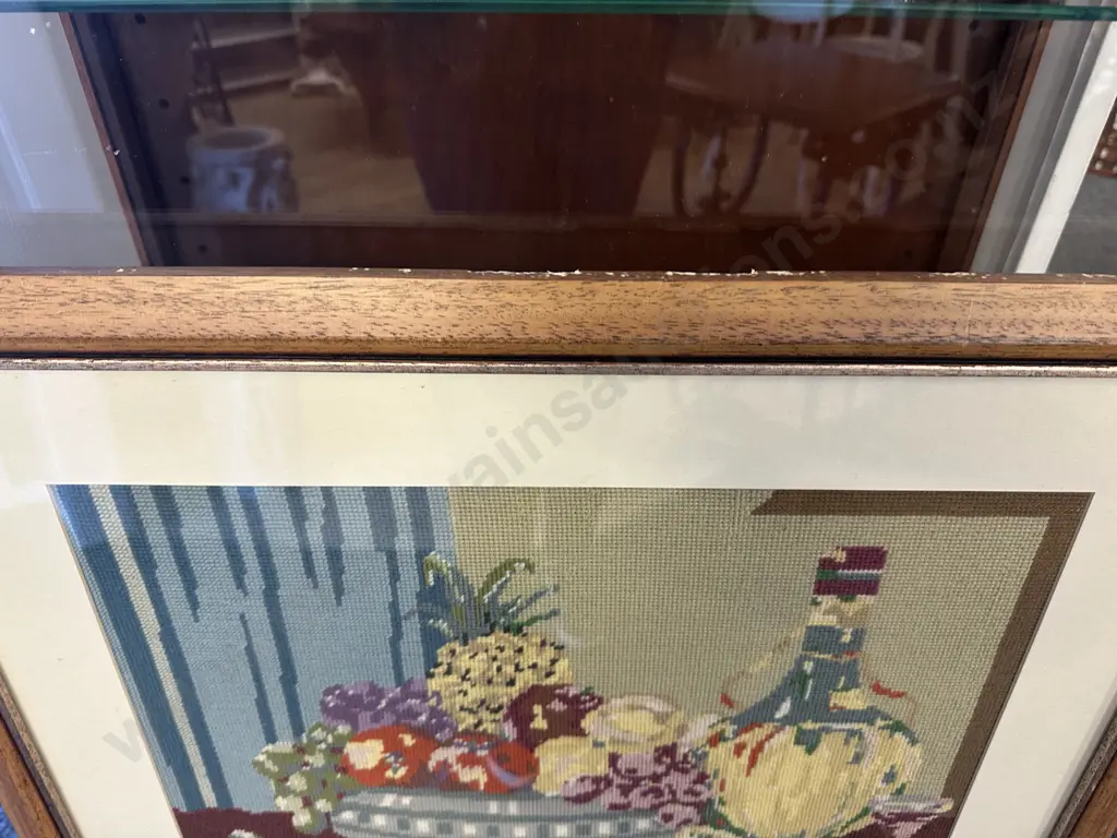 Vintage Framed 'Still Life' Cross Stitch. 55 x 71cm Image 1++