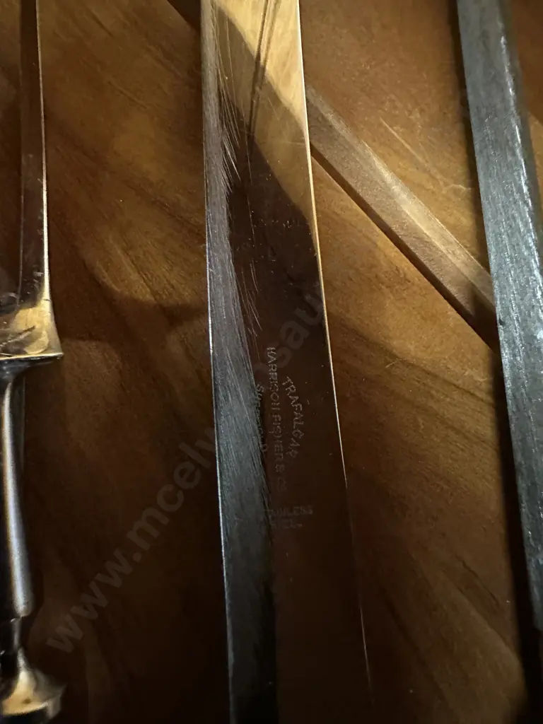 Sheffield Trafalgar Harrison Fisher & Co Carving Knife, Steele & Fork Image 1++