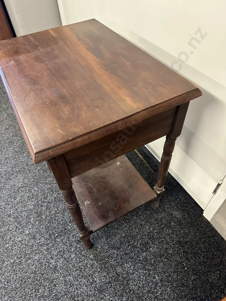 Antique Mahogany Side Table, Single Drawer. H66 W61 D43cm Image 1++