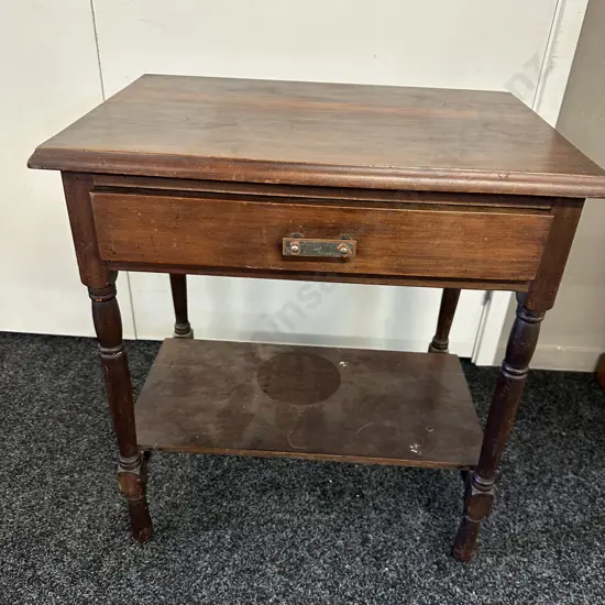 Antique Mahogany Side Table, Single Drawer. H66 W61 D43cm