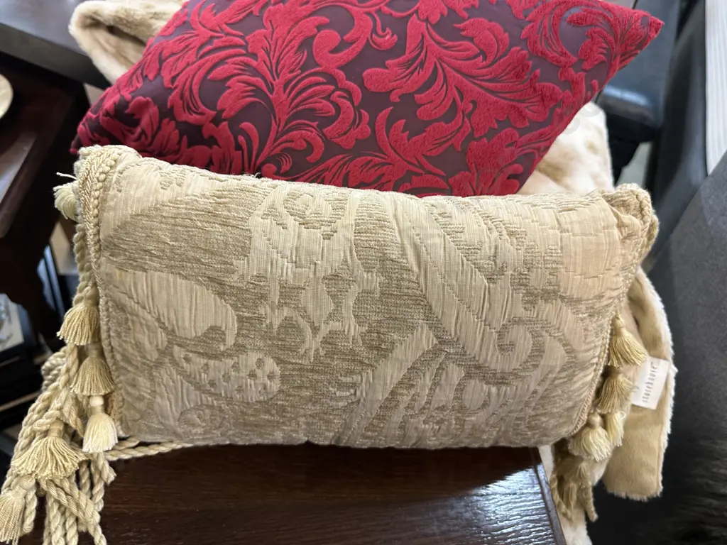 Store House Throw, Red Square Cushion, Rectangular Tasselled Cushion Image 1++