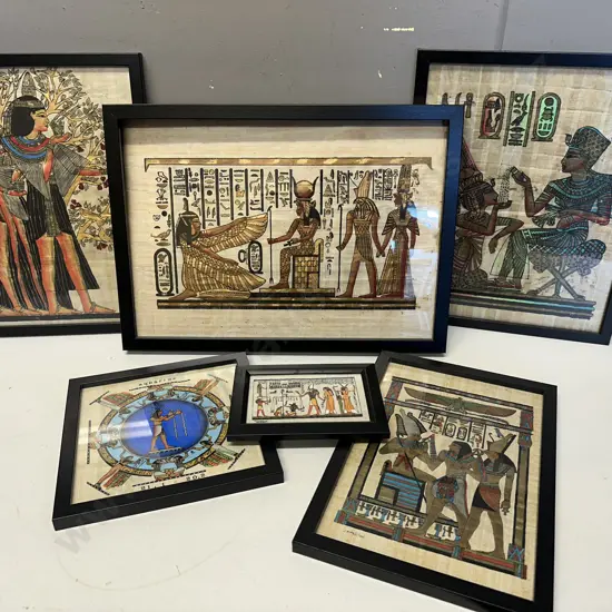 Assorted Egyptian Papyrus Framed Artwork