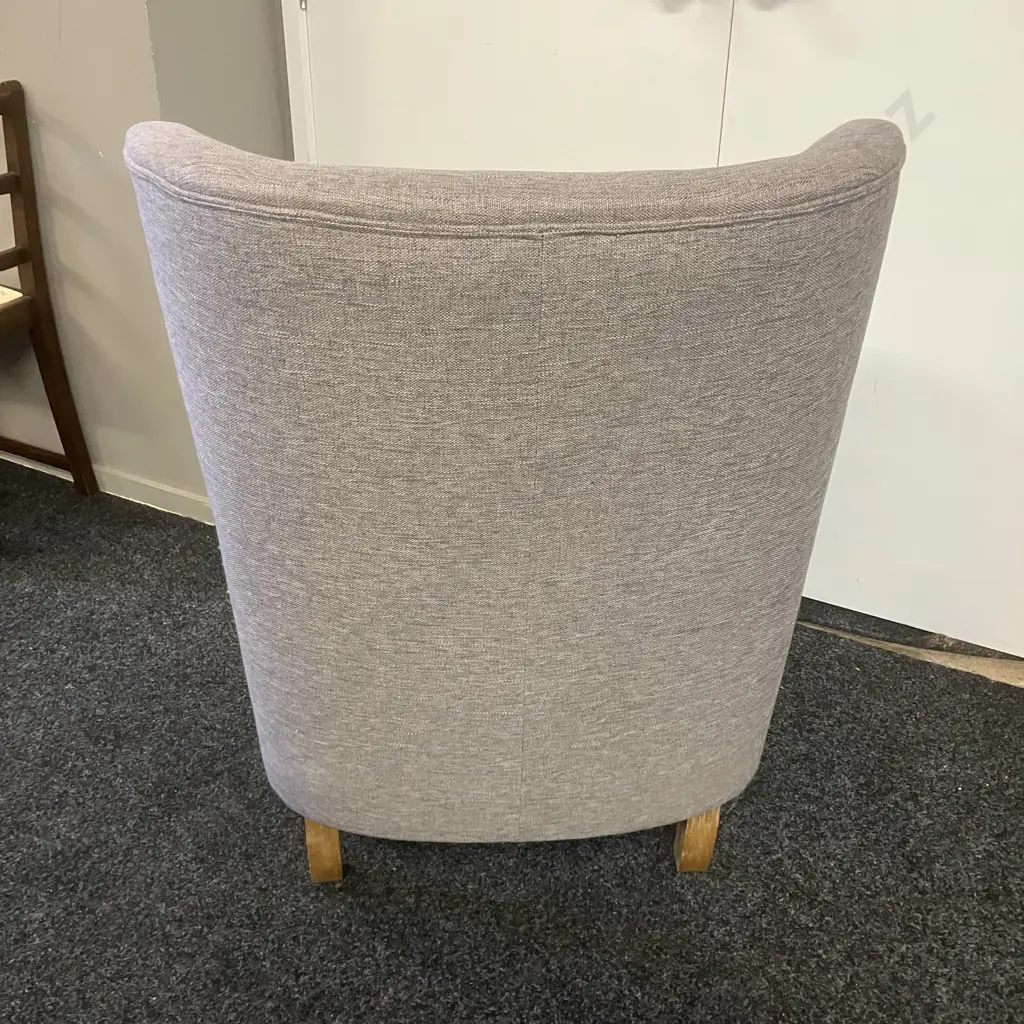 Grey Fabric Curved Back Armchair. H96 W68 D67cm Image 1++