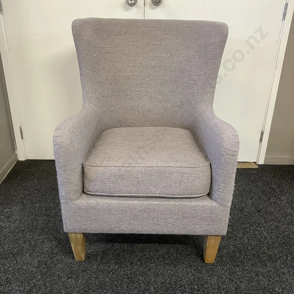 Grey Fabric Curved Back Armchair. H96 W68 D67cm Image 1++