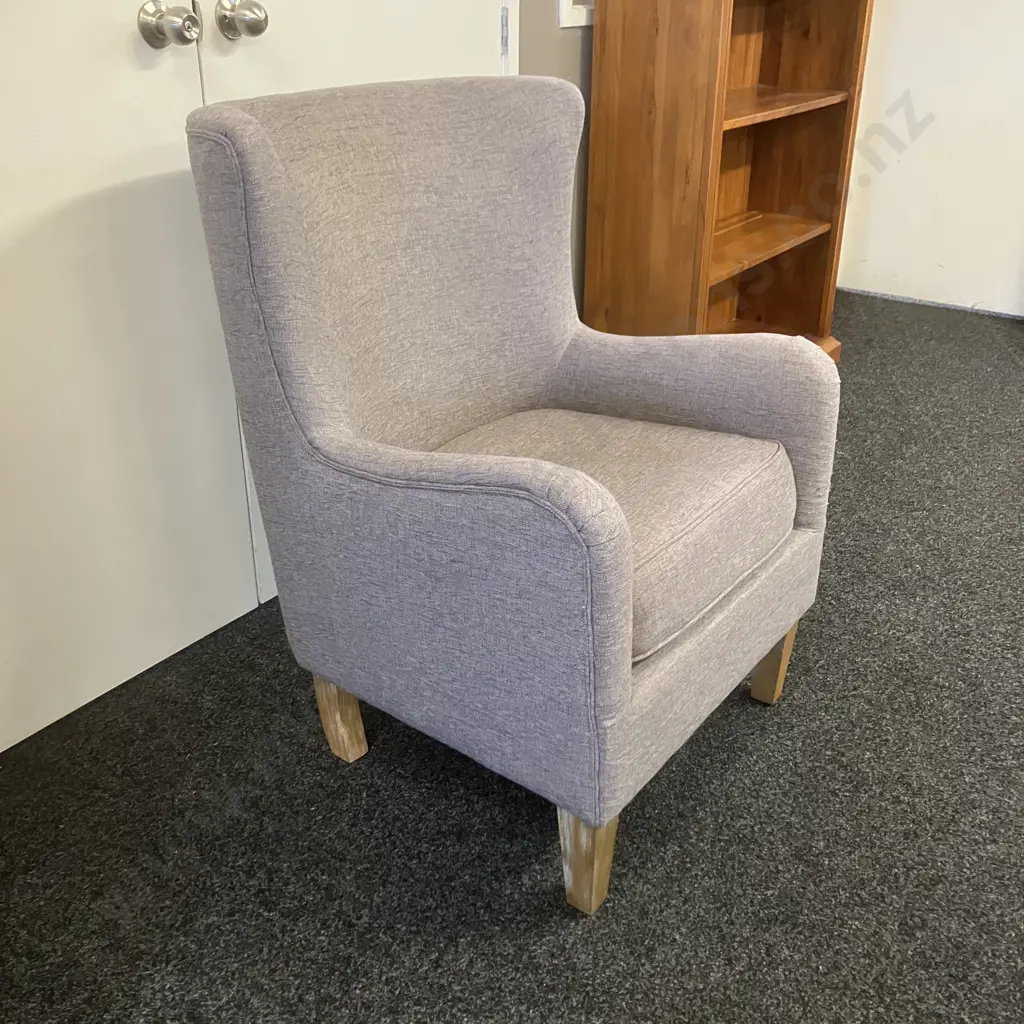 Grey Fabric Curved Back Armchair. H96 W68 D67cm Image 1++