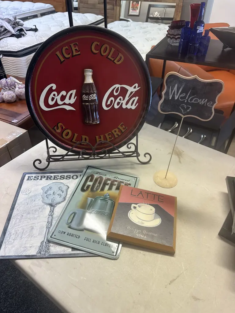 Wrought Recipe Stand, Coca Cola, Wall Art, Espresso Coffee Signs Etc Image 1++