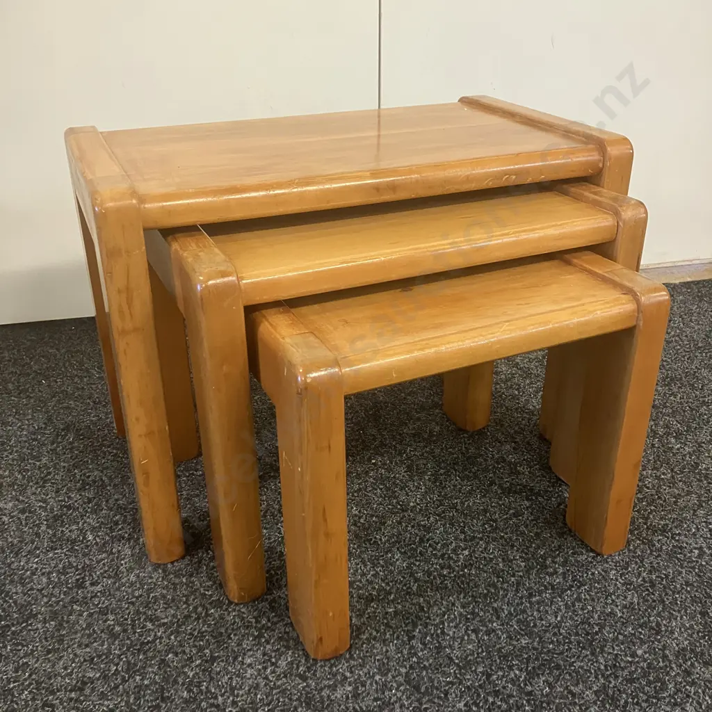 Set of 3 Rimu Nesting Tables. H40 W58 D34cm Image 1++