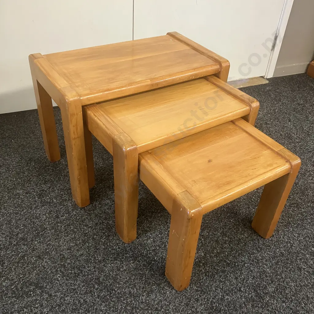 Set of 3 Rimu Nesting Tables. H40 W58 D34cm Image 1++