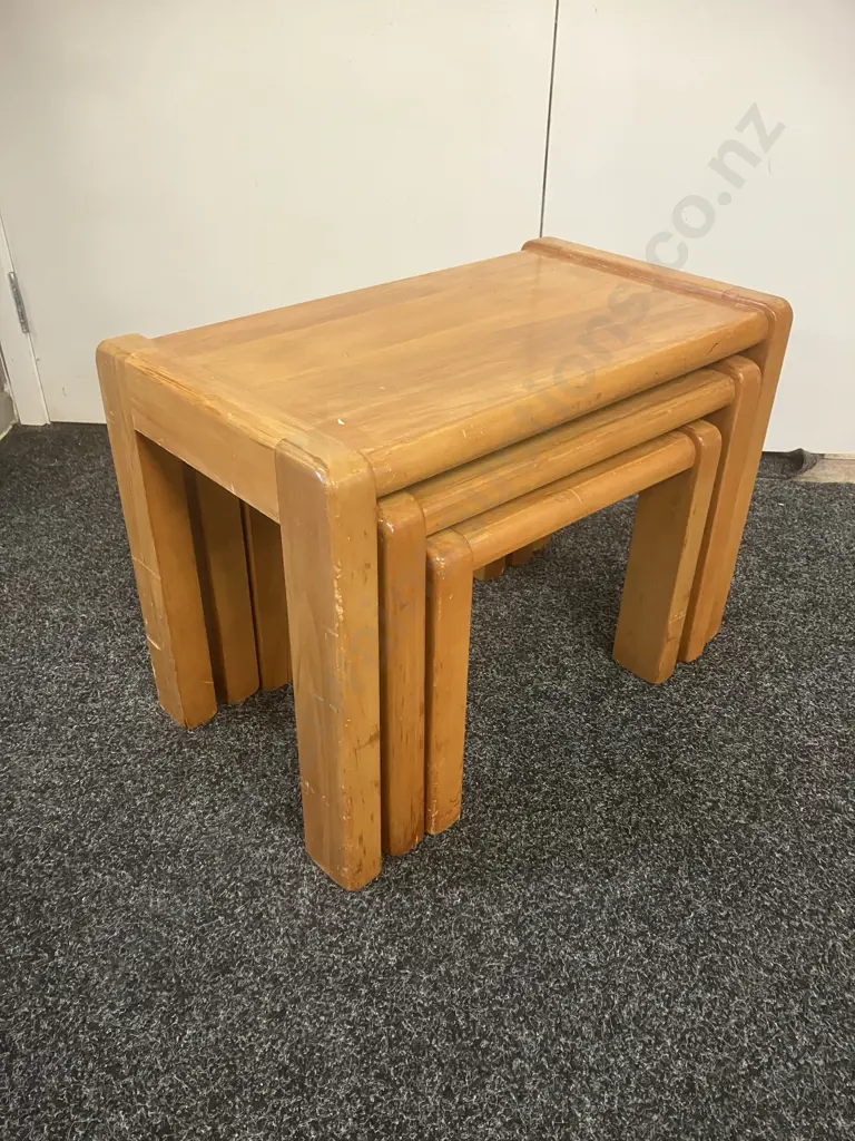 Set of 3 Rimu Nesting Tables. H40 W58 D34cm Image 1++