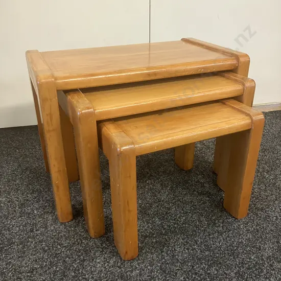 Set of 3 Rimu Nesting Tables. H40 W58 D34cm