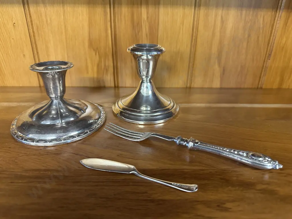 Gorham Sterling Hallmarked Candlestick & Silver Plate Items Image 1++