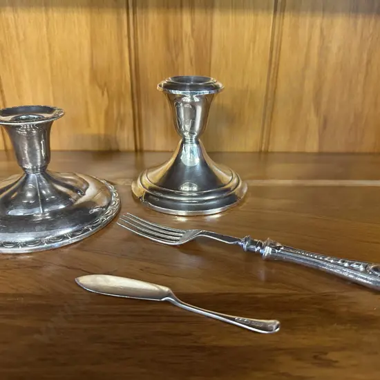 Gorham Sterling Hallmarked Candlestick & Silver Plate Items