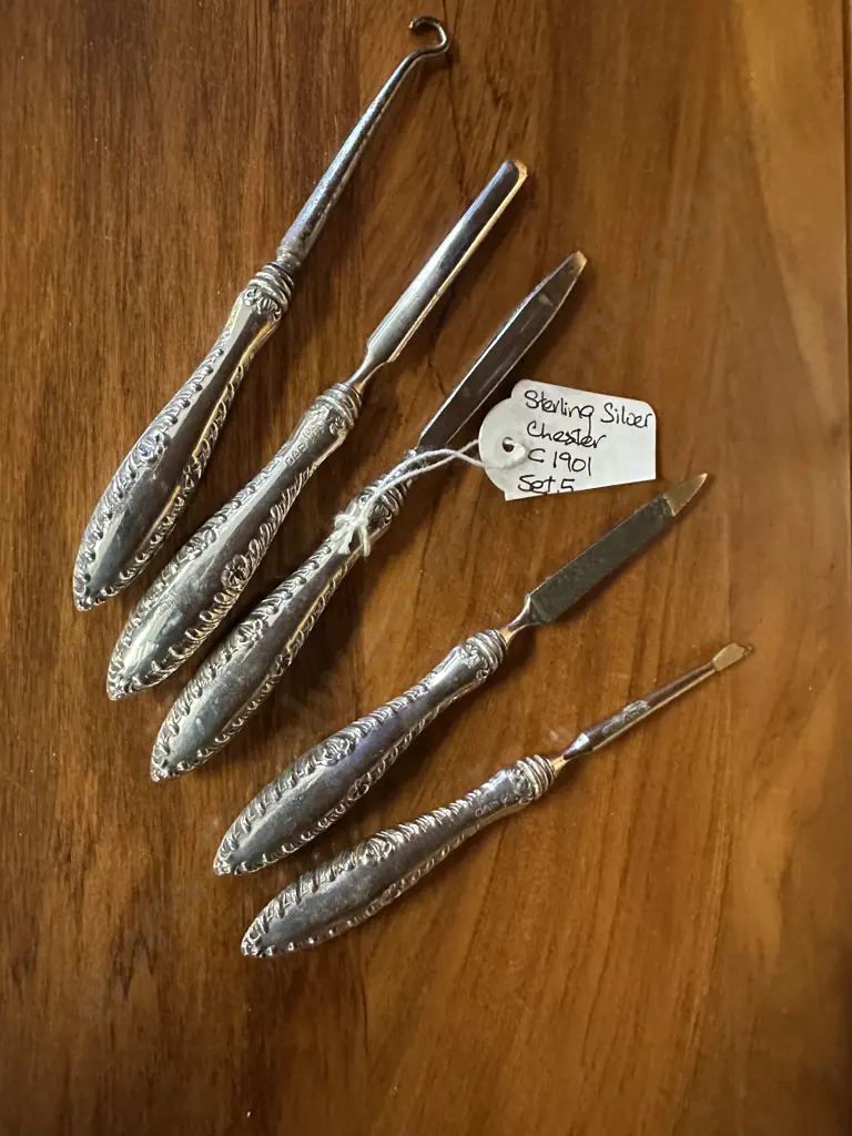 Sterling Silver Manicure Set Of 5 Hallmarked Chester c1901 Image 1++