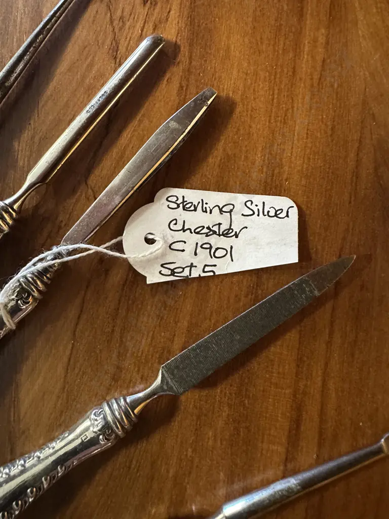 Sterling Silver Manicure Set Of 5 Hallmarked Chester c1901 Image 1++