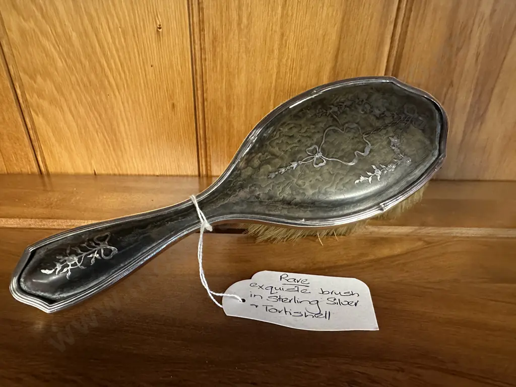 Rare Exquisite Brush In Sterling Silver & Tortoiseshell Image 1++