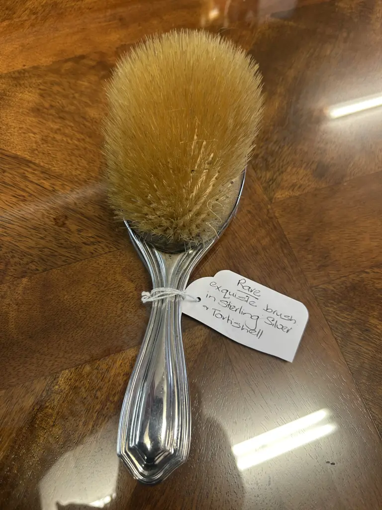 Rare Exquisite Brush In Sterling Silver & Tortoiseshell Image 1++