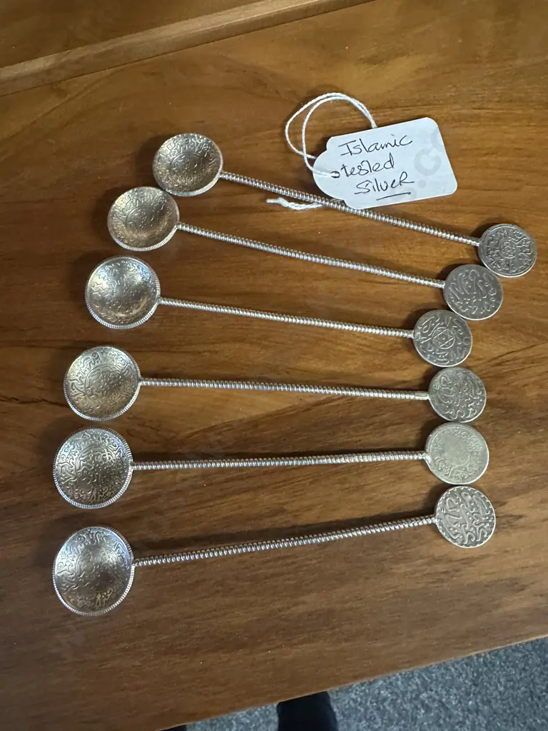 Set of Six Islamic Silver Spoons Image 1++