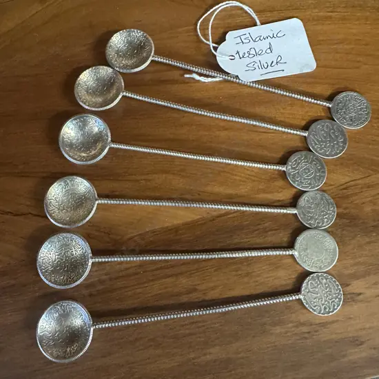 Set of Six Islamic Silver Spoons