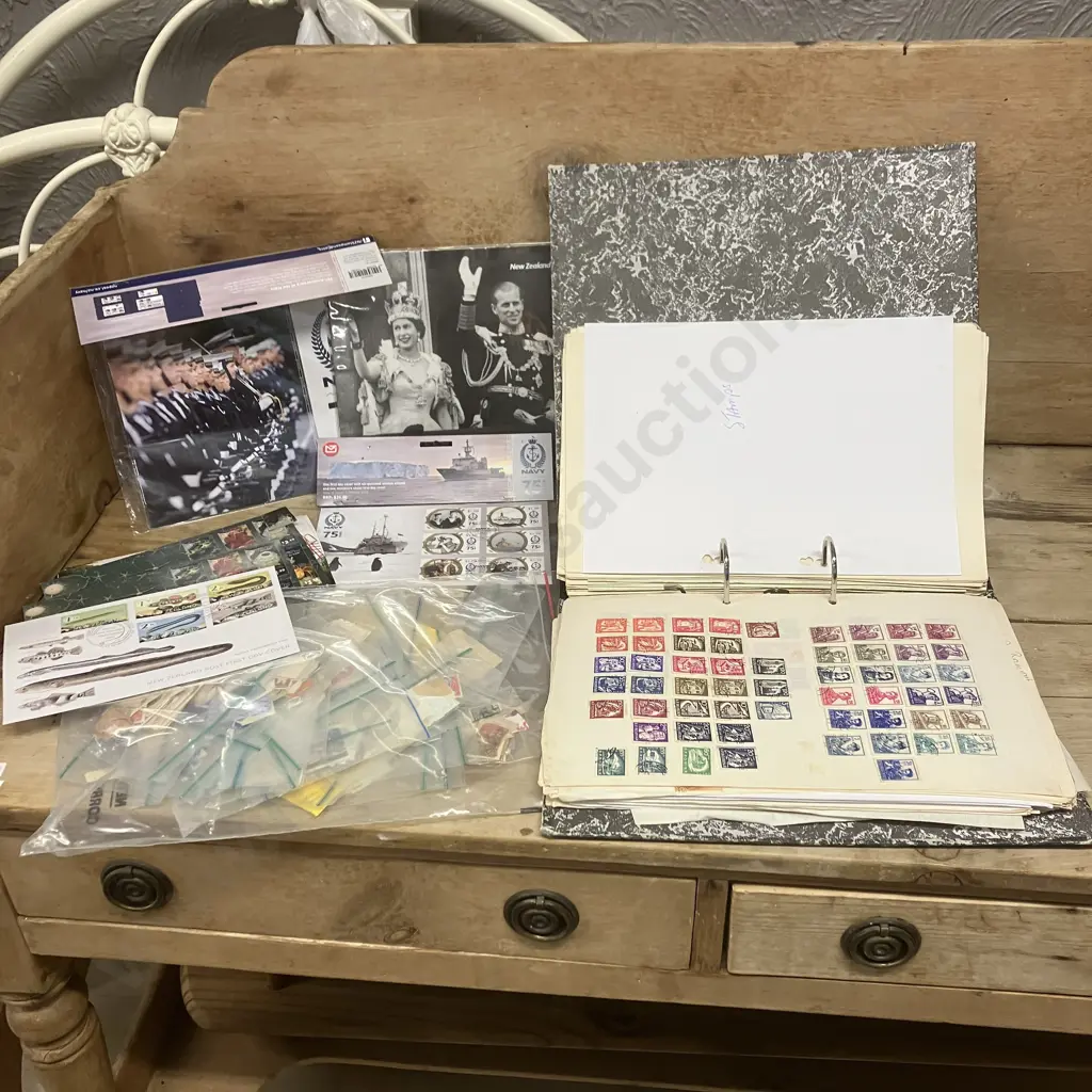 NZ Stamps Navy 75 Years Presentation Pack & FDC, Assorted NZ FDC's, Etc With Binder of Assorted World Stamps Image 1++