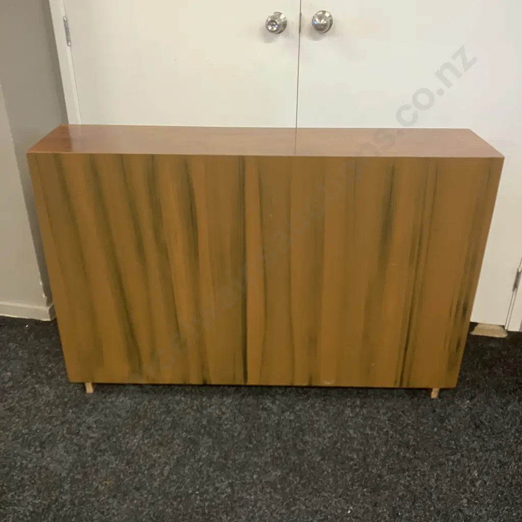 Mid Century Glazed Bookcase, Double Sliding Doors. H79 W122 D29cm Image 1++