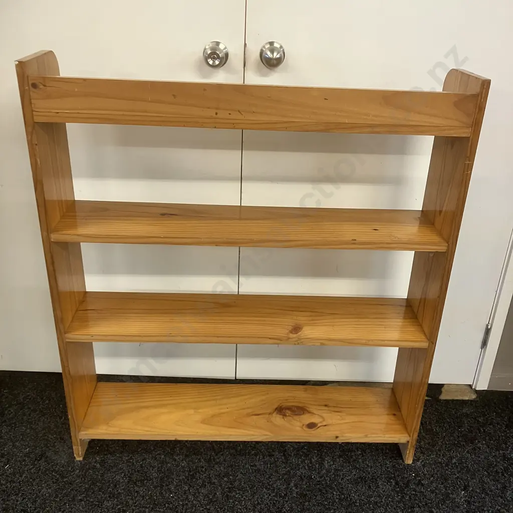 Pine 4 Tier Bookcase. H107 W95.5 D21cm Image 1++