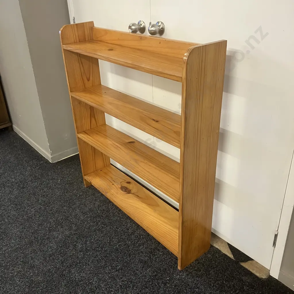 Pine 4 Tier Bookcase. H107 W95.5 D21cm Image 1++