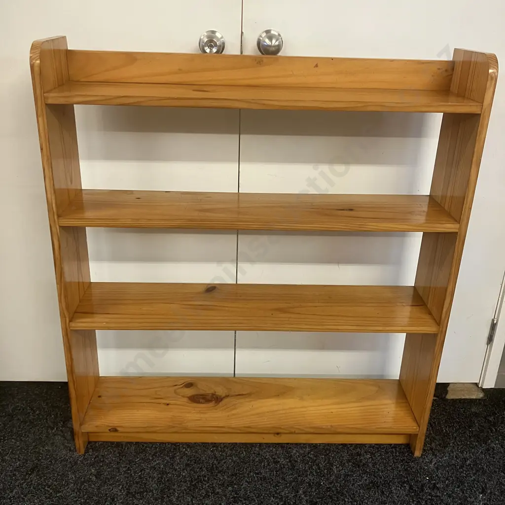 Pine 4 Tier Bookcase. H107 W95.5 D21cm Image 1++