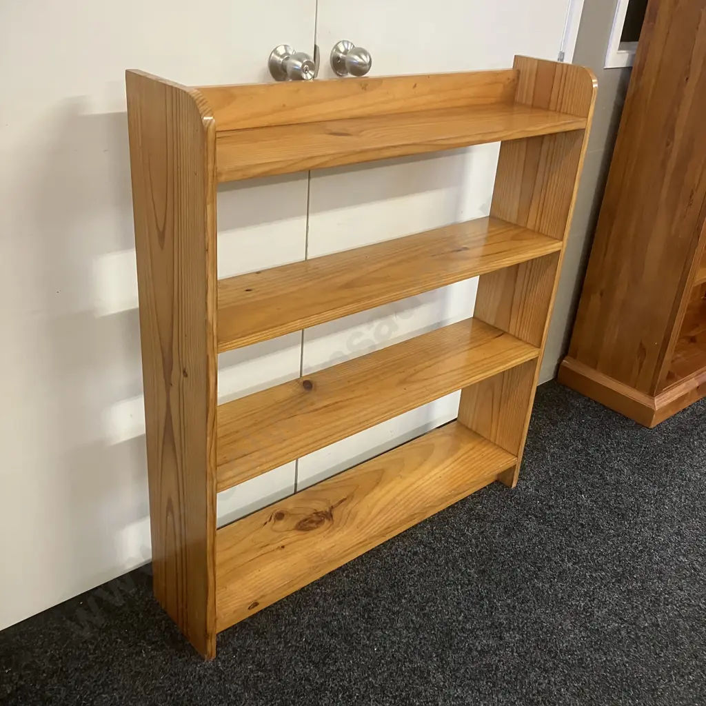 Pine 4 Tier Bookcase. H107 W95.5 D21cm Image 1++