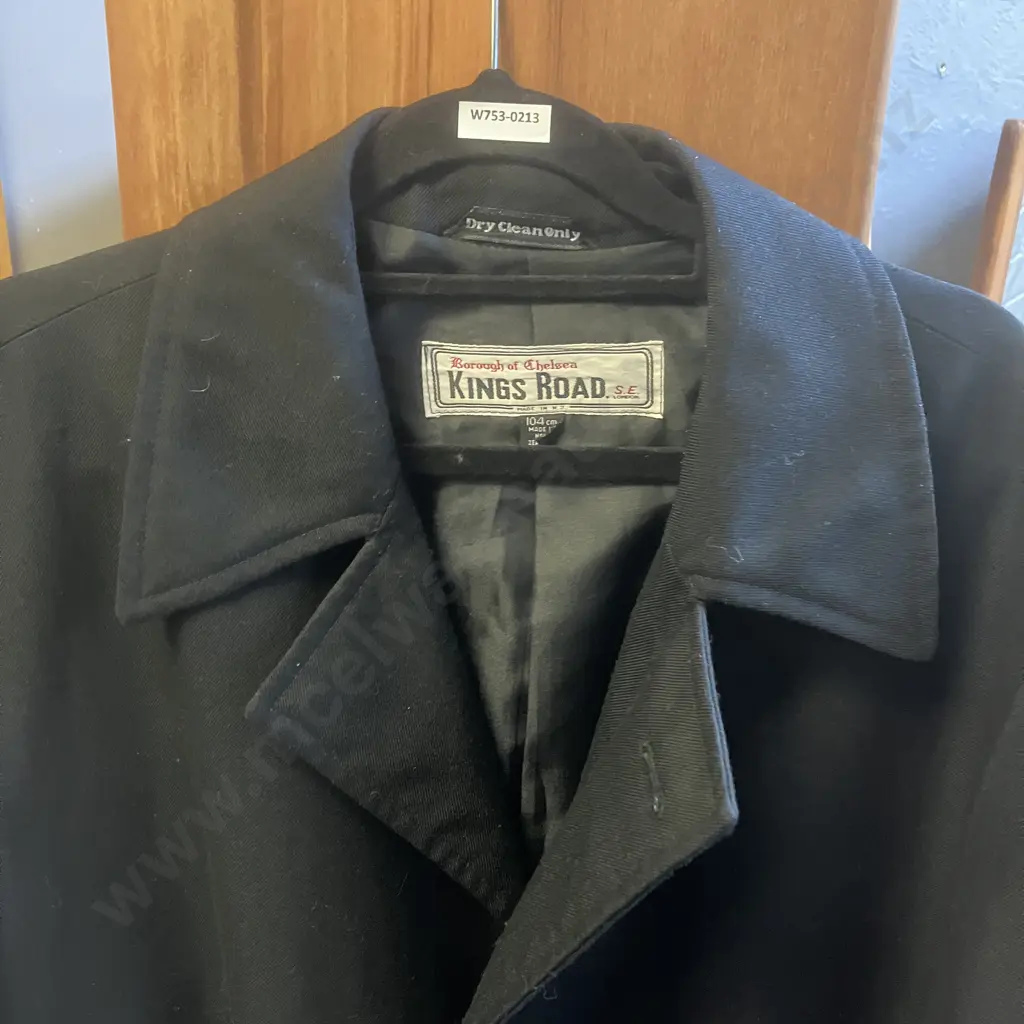 Black Borough Of Chelsea Kings Road Coat, Size 104cm Made In New Zealand Image 1++