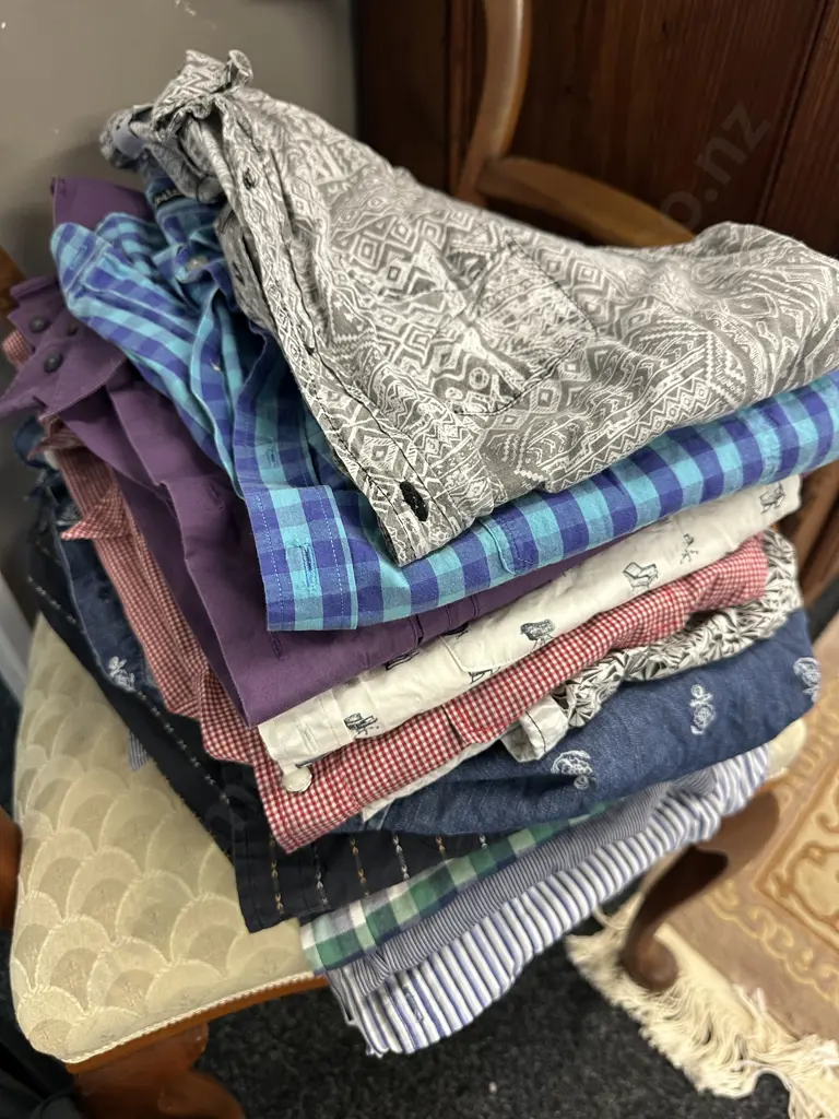 Lot of Twelve Mens Shirts Including Rodd & Gunn, Rip Curl, Volcom, Tarnish Etc - Sizes L & XL Image 1++