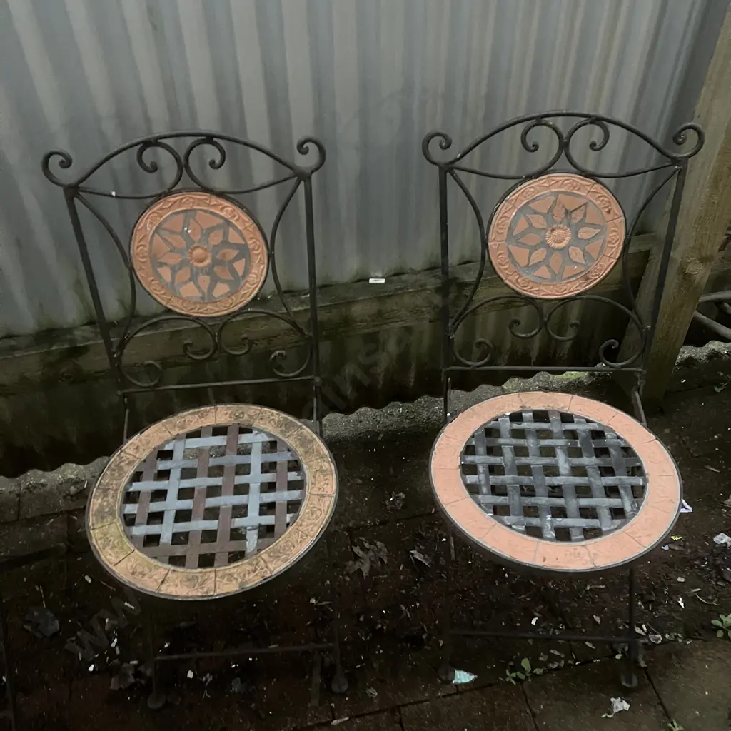 Set of 3 Mosaic Bistro Folding Chairs Image 1++