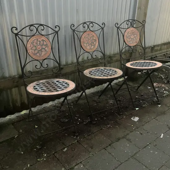 Set of 3 Mosaic Bistro Folding Chairs