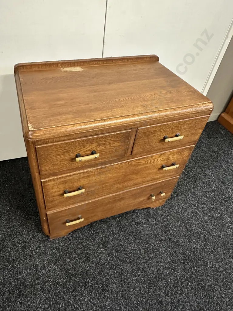 Art Deco 4 Drawer Chest of Drawers. H67 W66 D41cm (As Found) Image 1++