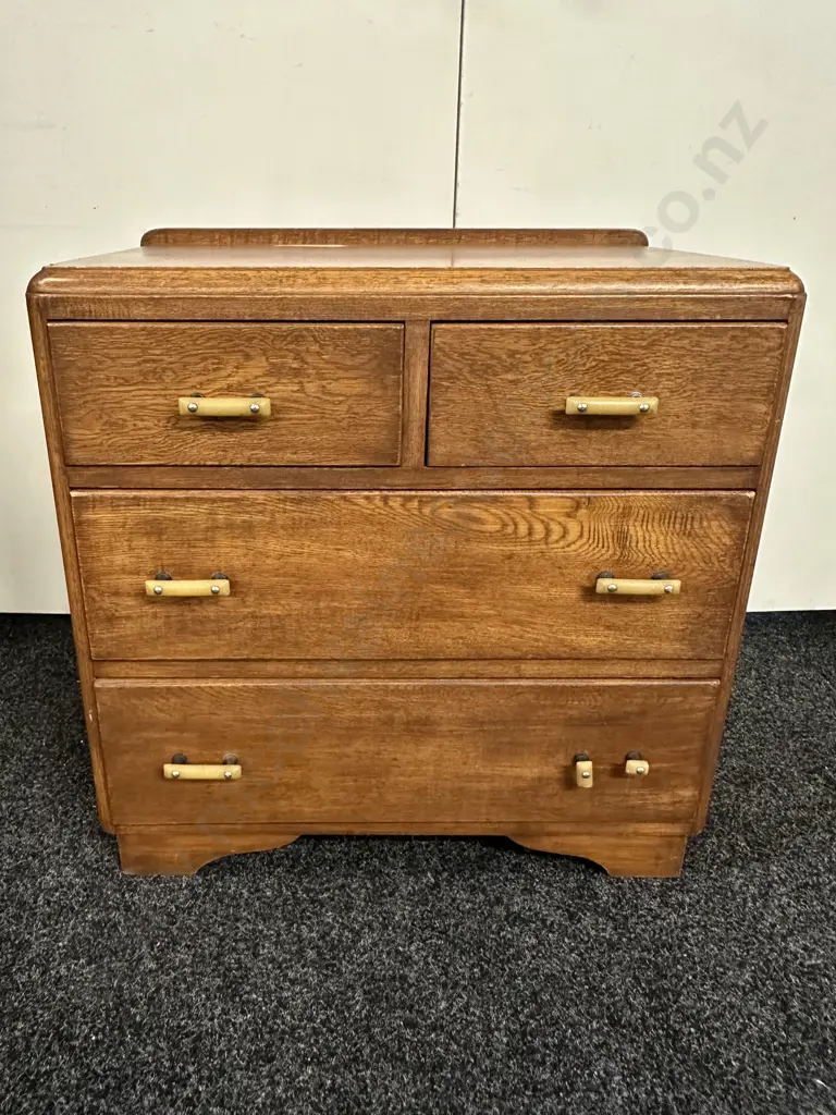 Art Deco 4 Drawer Chest of Drawers. H67 W66 D41cm (As Found) Image 1++