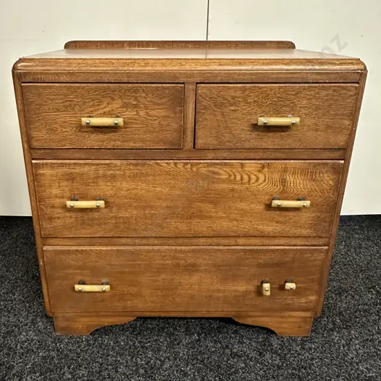 Art Deco 4 Drawer Chest of Drawers. H67 W66 D41cm (As Found)