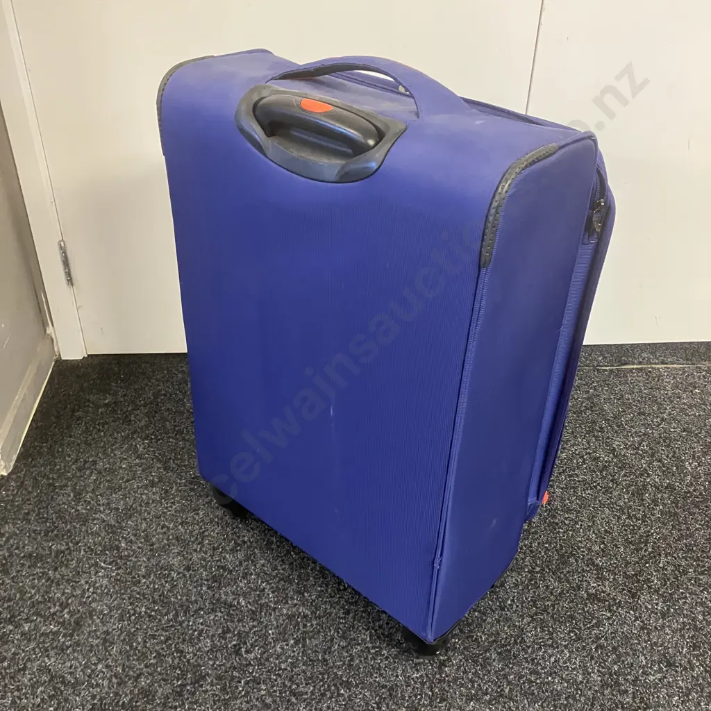 Voyager Purple & Lime Green Small Wheeled Suitcase With Retracting Handle. 53 x 38cm Image 1++