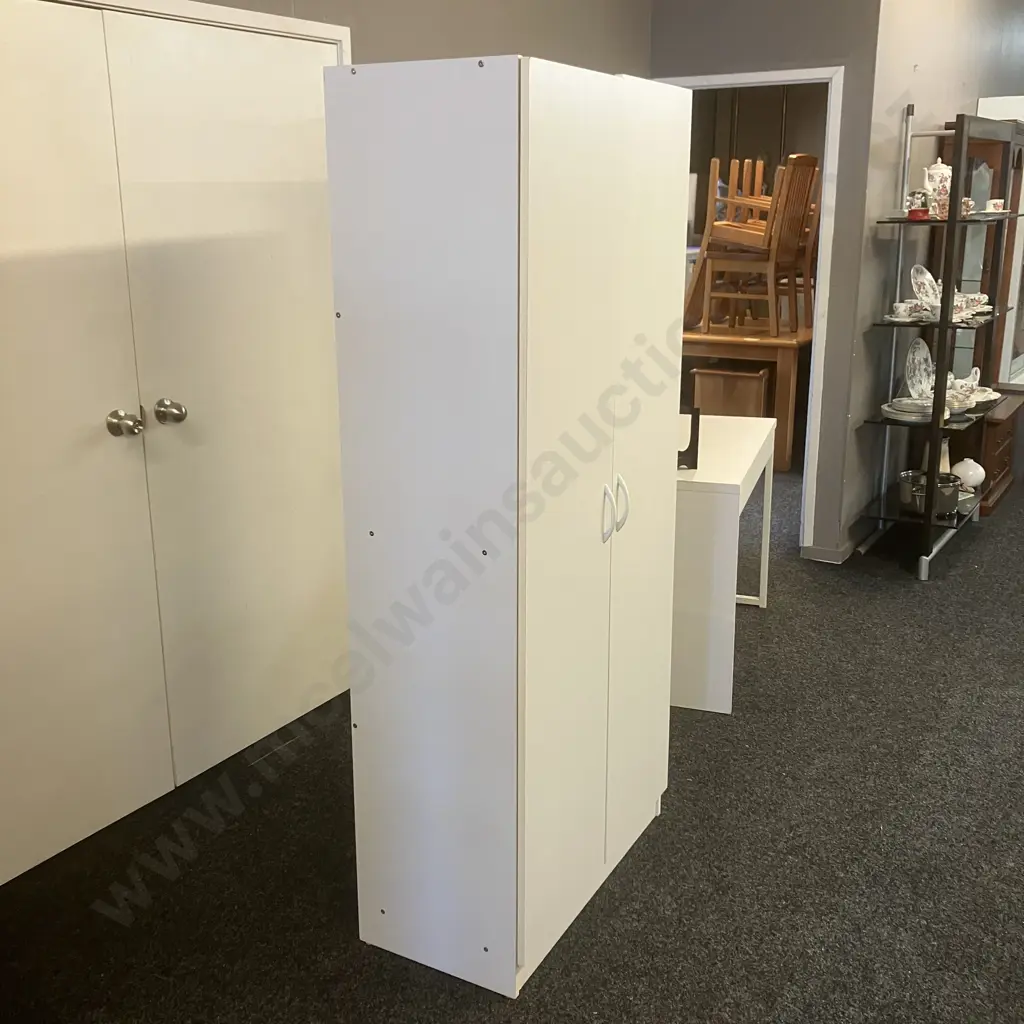 White Double Door Cabinet Curved Handles H180,W80,D41cm. Image 1++