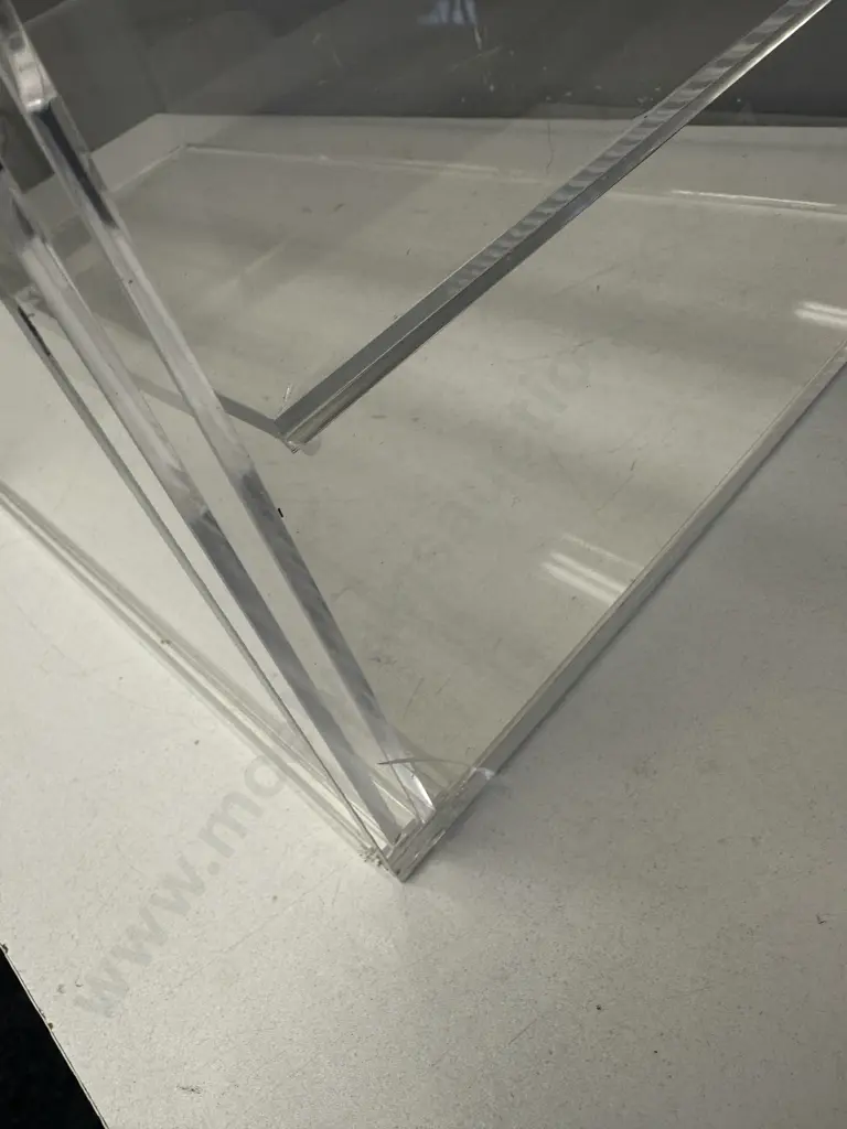 Pair of Perspex Shelved Display Cabinets With Sliding Doors. H40 W57.5 D33cm (As Found) Image 1++
