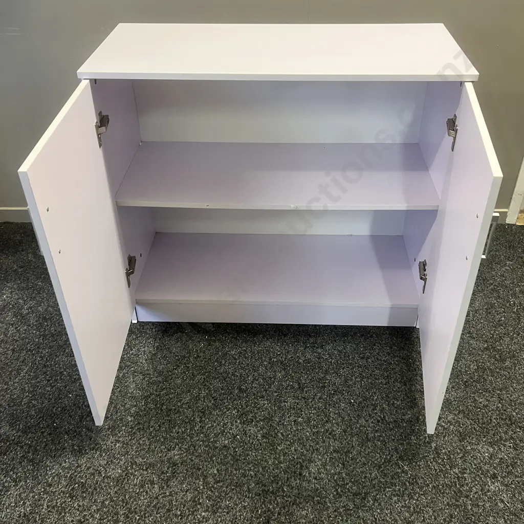 White Double Door Cupboards, Rectangular Handles. H79 W90 D40cm & H40 W90 D30cm Image 1++