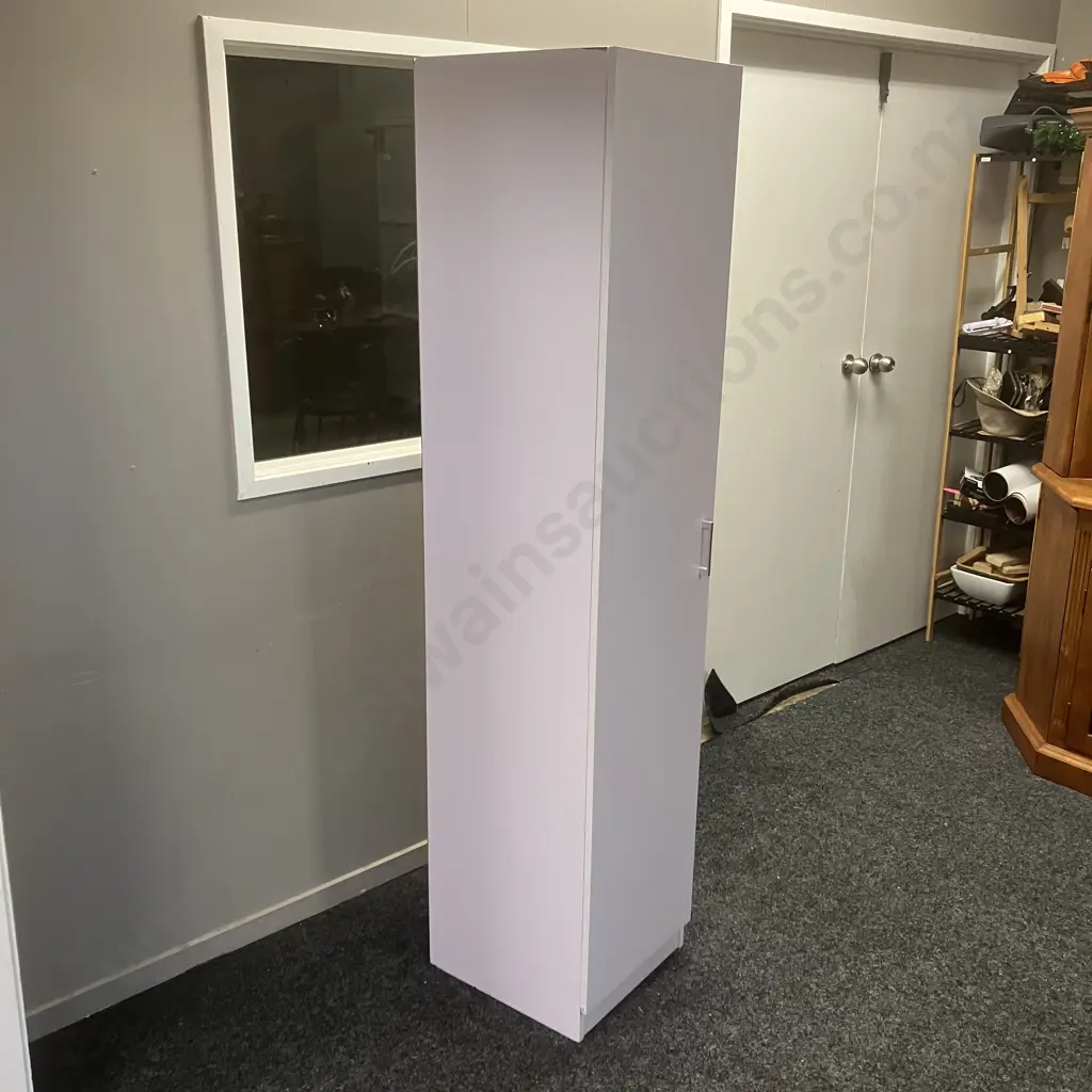 White Single LH Door Cupboard, Rectangular Handles. H181 W40 D42cm Image 1++